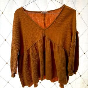 Raw Hem Detailed Bohemian Style Top